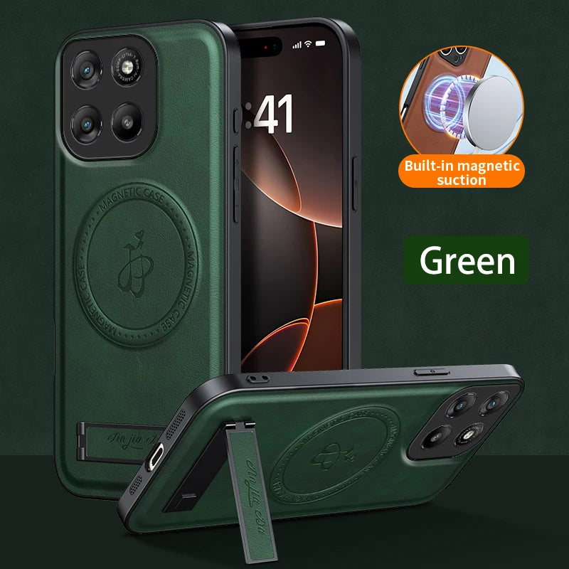 PU Leather Case for Magsafe Magnetic Wireless Charging Hard Kickstand Cover For Motolora Edge 70 G67 Power G56 G57 G86 60 50