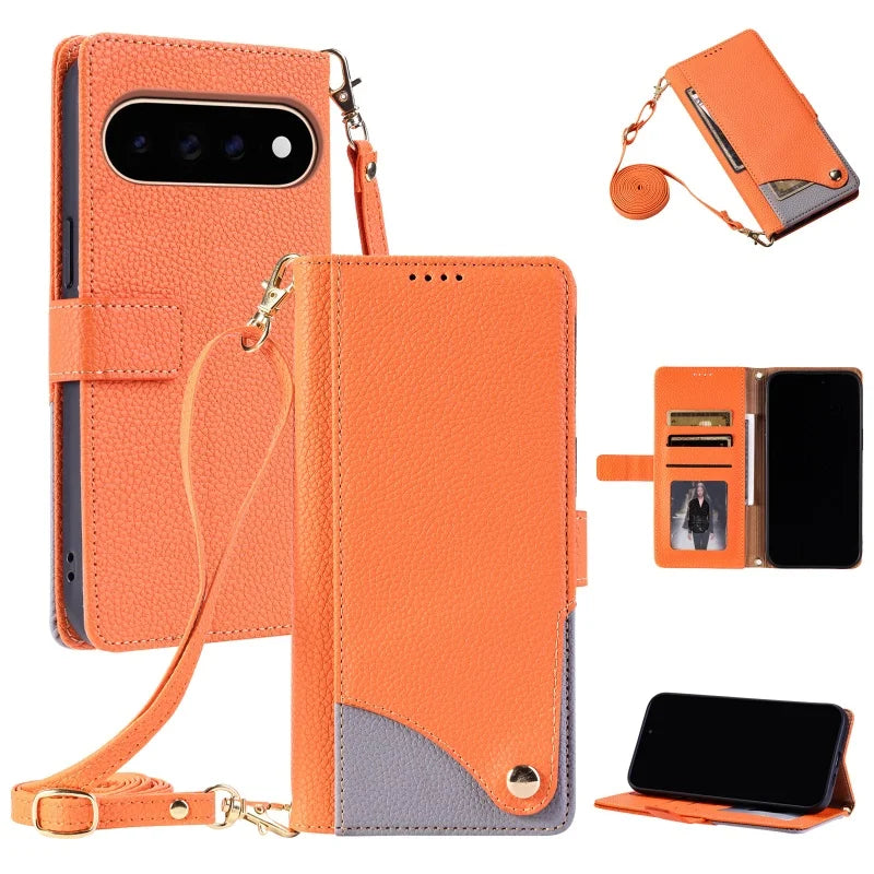 Crossbody Leather Wallet Phone Case for Google Pixel 11 Pro XL10A 10 9A 9 8 8A 7 7A Lanyard Cards Holder Funda Cover Hoesje Etui