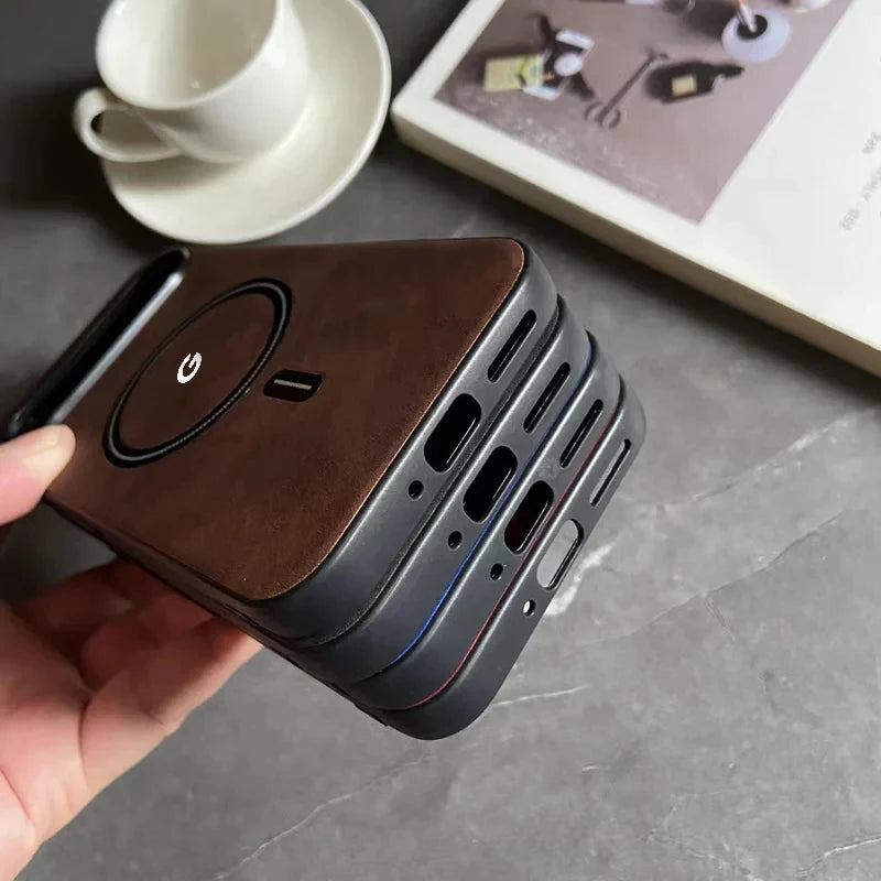 Luxury Business Leather For Magsafe Phone Case For Google Pixel 10 9 8 7 Pro XL 8A 7A Magnetic Wireless Charging Protect Cover