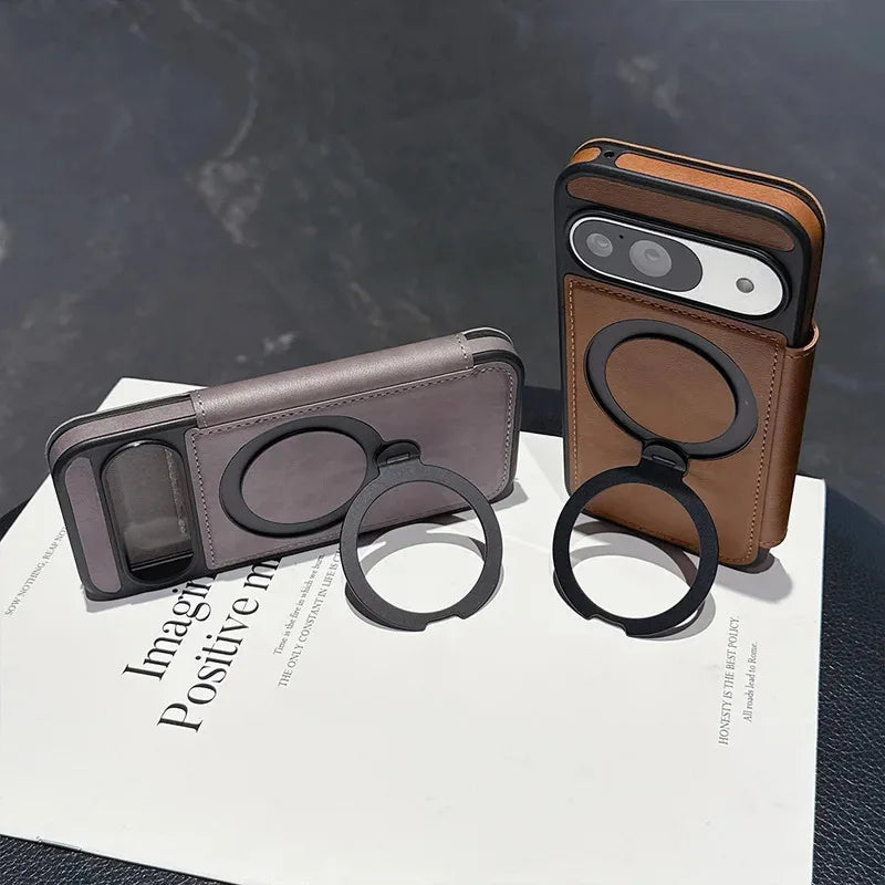 Luxury Magnetic Flip Leather Wallet Magnet Bracket Case For Google Pixel 10 9 Pro XL 9A 9 10 8 Pro Slot Card Bag Holder Cover