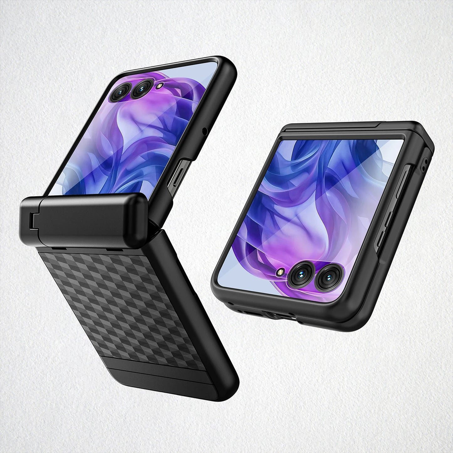 Water Cube Design Hinge Wrapped Hard Case With Hiden Stand And Glass Protector For Motorola Razr 60 50 60Ultra 2025 2024