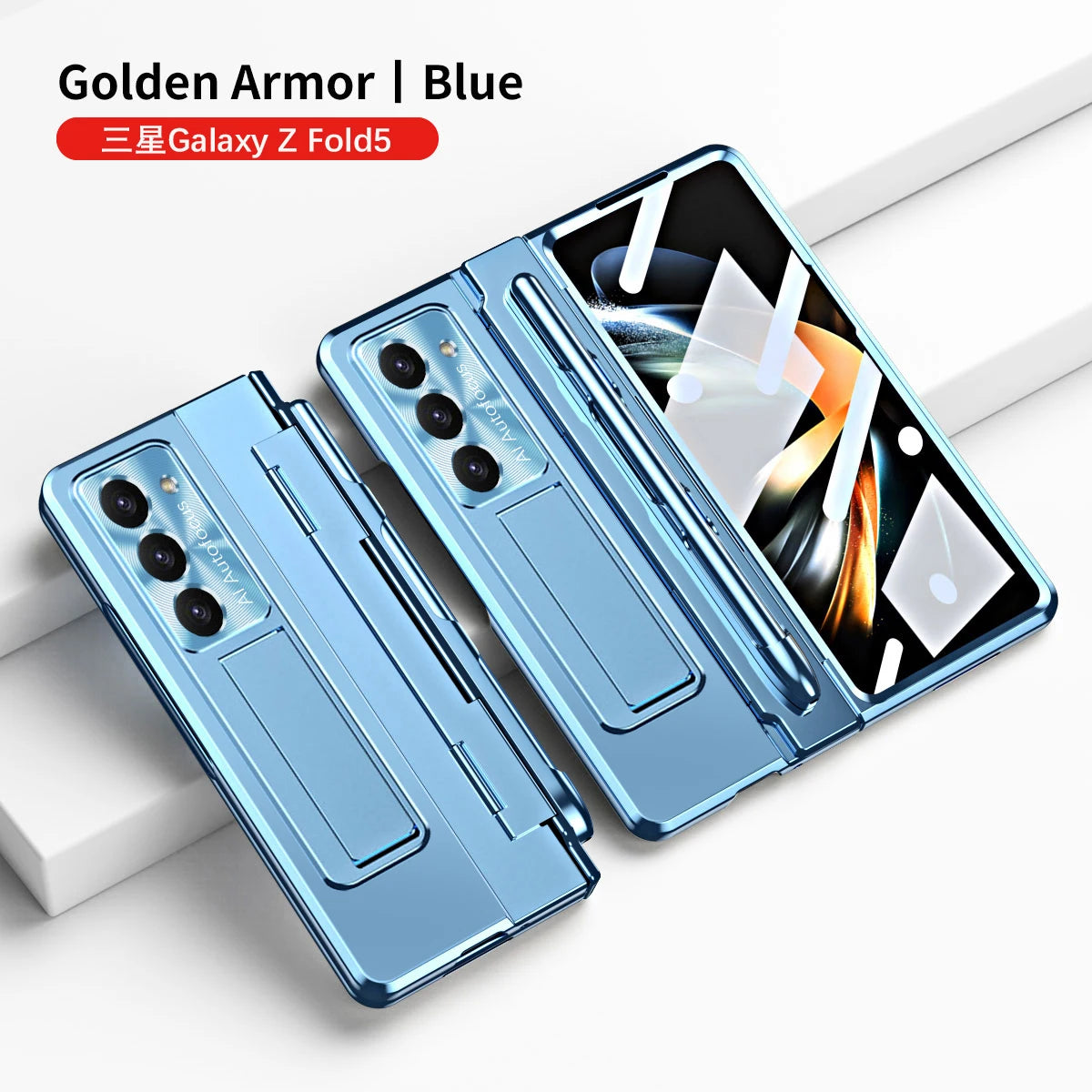 With Pen Plating Clear Magnetic Case For Samsung Galaxy Z Fold 7 6 5 4 3 Kickstand 360 Full Screen Protector Film Folding Cover