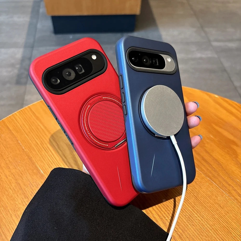 Luxury 360° Magnetic Metal Bracket Phone Case For Google Pixel 10 Pro XL 9 10A Shockproof Stand Holder PC Cover For 9 Pro XL 9a