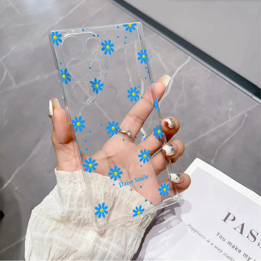 For Samsung Galaxy S26 S25 S24 S23 S22 S21 S20 Note 20 Ultra 9 8 10 S8 S9 S10 Plus Case Daisy Smile Printed Clear Soft TPU Cover