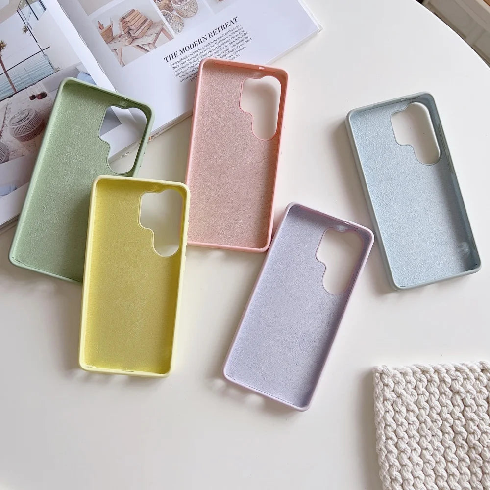 Liquid Silicone Case For Samsung Galaxy S26 S24 S25 Ultra Plus Fe A17 A36 A56 A37 A57 Candy Color Flocking Protective Soft Cover