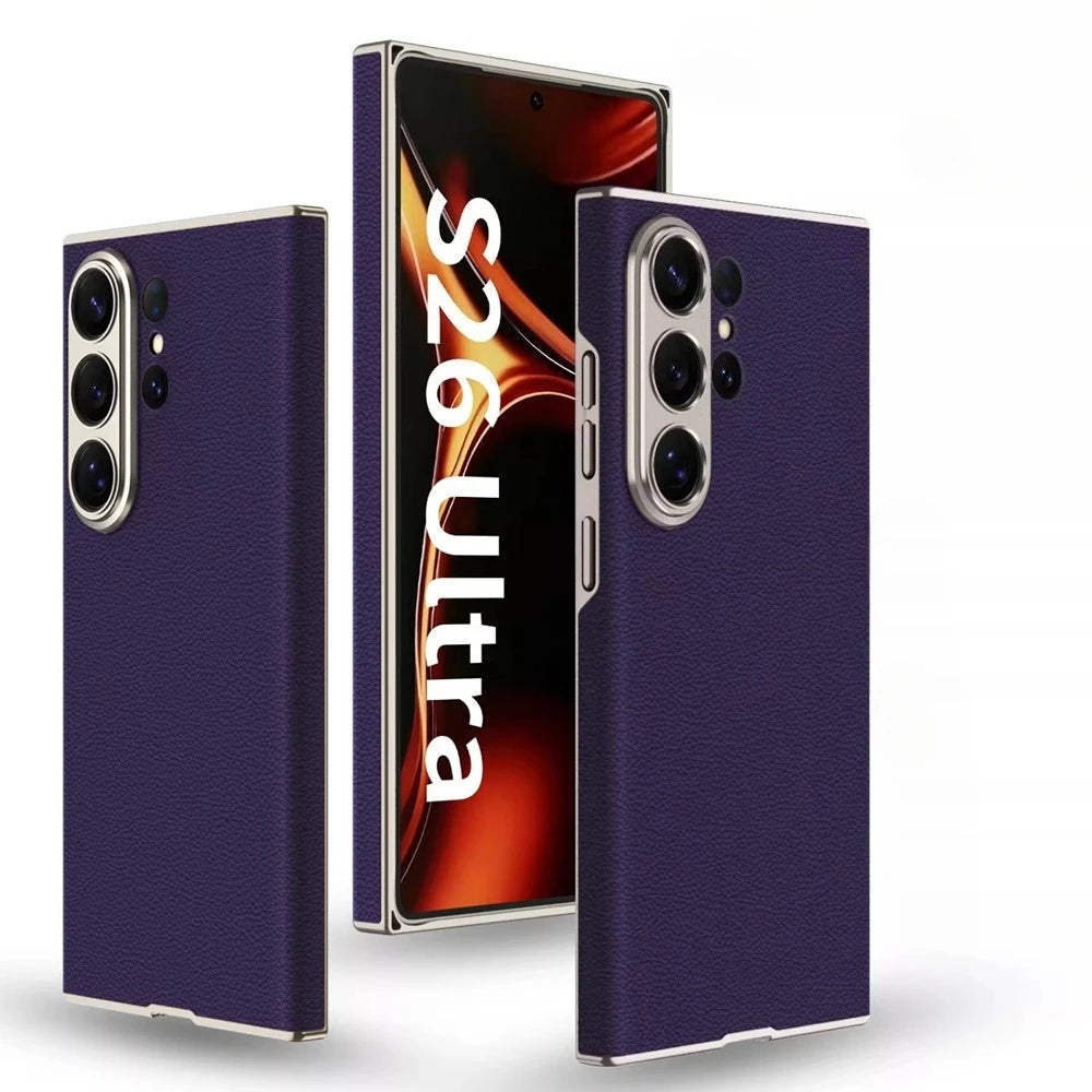 For Samsung Galaxy S26 Ultra Leather Curved Case Skin Friendly Matte Business Shockproof Cover For Samsung Galaxy S25 S26Ultra