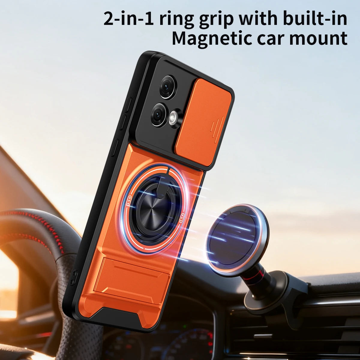 360 Rotating Magnetic Ring Holder Phone Case For Motorola G86 G56 G35 G64 G34 G84 G55 G53 Lens Slide Camera kickstand Cover