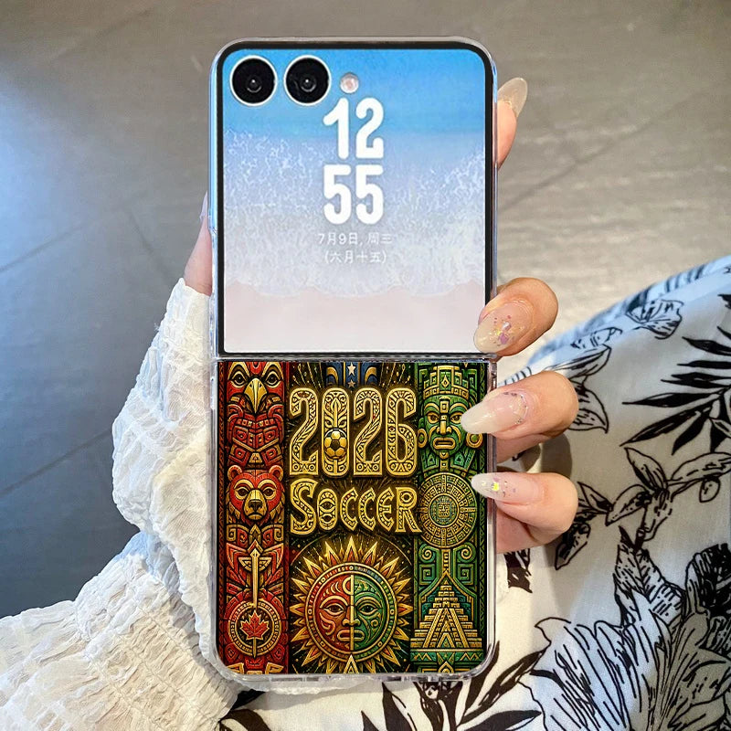 Creative Passion Soccer Ball Pattern Phone Case For Samsung Galaxy Z Flip7 FE Flip6 Flip 7 6 5 4 3 Clear Folding Hard PC Cover