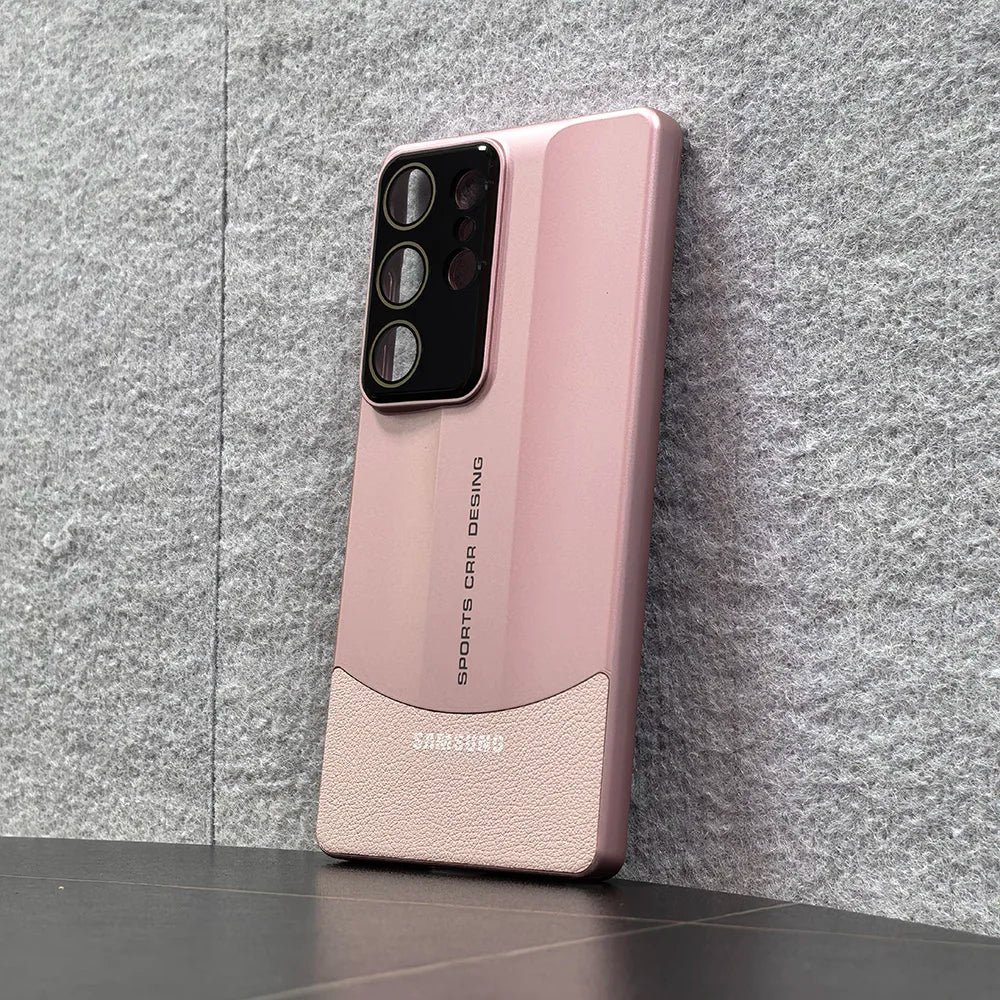 Dual Colors Splicing Case For Samsung Galaxy S23 S24 S25 Ultra Plus Ultra-Thin Hard PC PU Leather Lens Protection Phone Cover