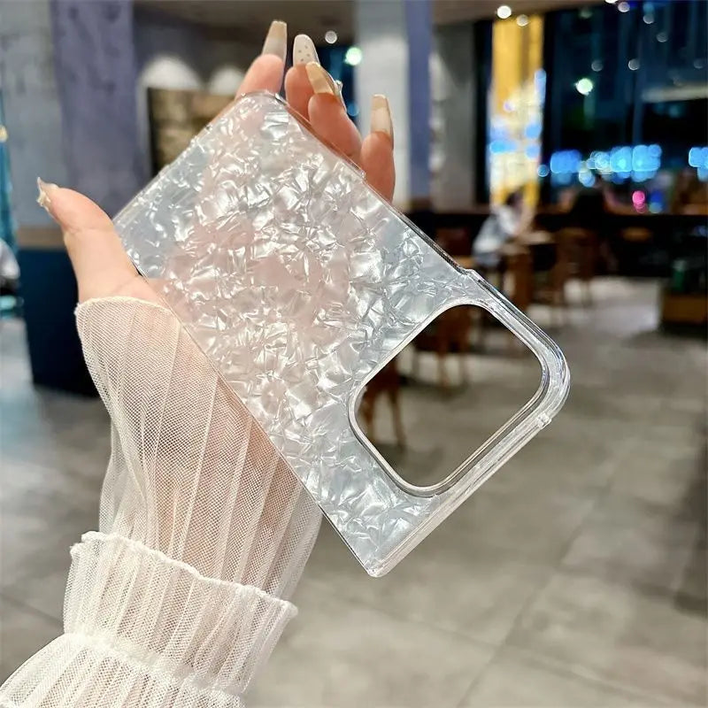For Google Pixel 10 Pro Fold Case Fashion Flower Print Phone Back Cover Dreamy Pearl Glitter Shockproof Hard Shell