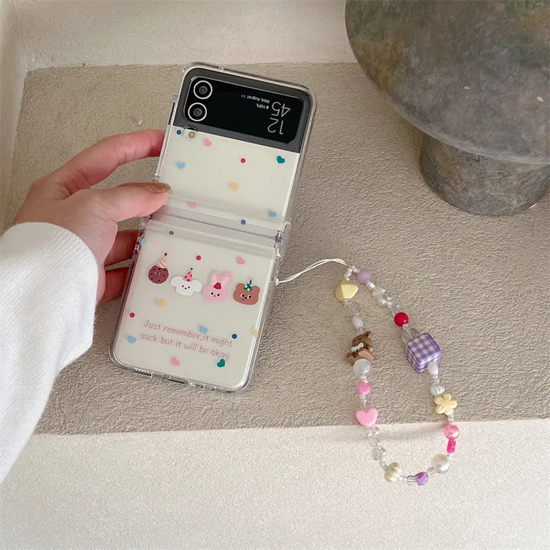 Cartoon Animals Hats Phone Case for Samsung Galaxy Z Flip 7 6 5 4 Protective Back Cover for ZFlip5 ZFlip6 ZFlip7 Case Shell