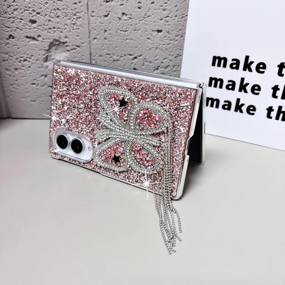 Electroplating Large Diamond Butterfly Tassel Phone Case for Samsung Z Fold 8 Ultra Z Fold 7 6 5 4 Z Flip 8 7 6 5 4 Wide Cover