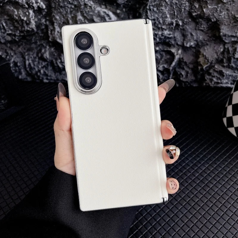 For Samsung Galaxy Z Fold 7 Case Luxury Leather Magnetic Center Axis Back Cover For Galaxy Fold7  Simple Shockproof Bumper Funda