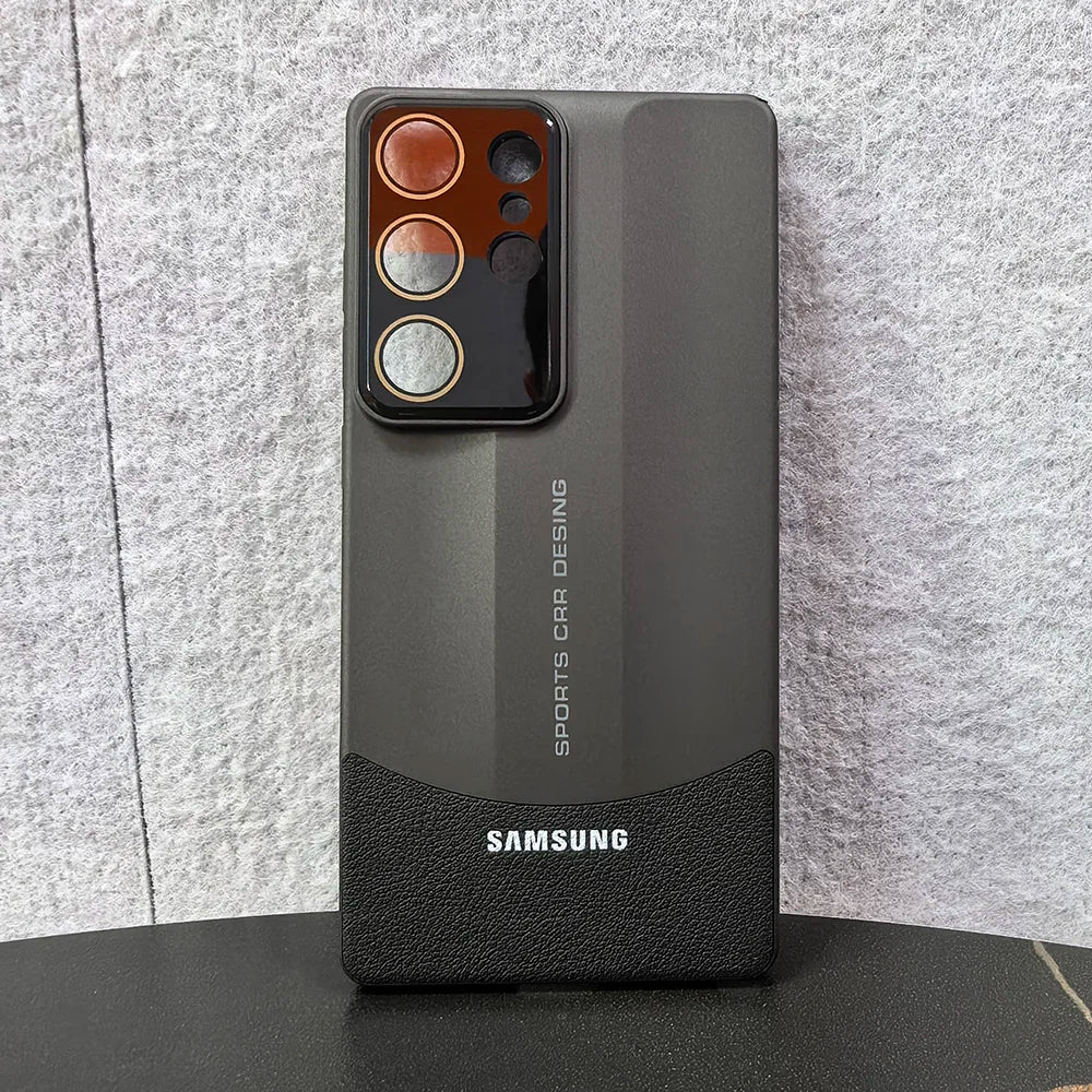 Dual Colors Splicing Case For Samsung Galaxy S23 S24 S25 Ultra Plus Ultra-Thin Hard PC PU Leather Lens Protection Phone Cover