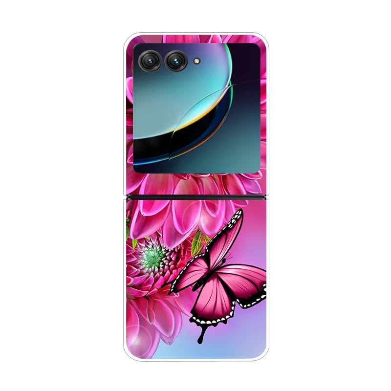 For Motorola Razr 40 Ultra Phone Case Flower Painted Clear Plastic PC Hard Back Cover For Moto Razr 40 Ultra Case 40Ultra 6.9"