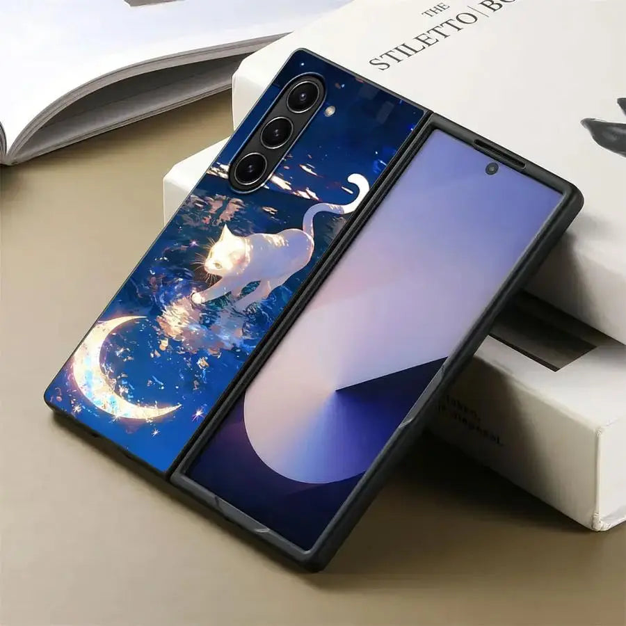 Case for Samsung Galaxy ZFold6 ZFold4 ZFold5 ZFold7 Z Fold 7 6 5 4 3 ZFold3 Back Phone Cover Super Cute Kitten