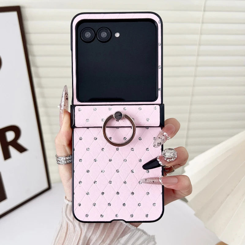 Luxury Diamond Glitter Ring Phone Case For Motorola Razr 60 50 40 Ultra 50Ultra 3-piece Set Hinge Protection Shockproof Cover