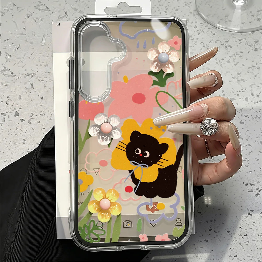 Flower 2 IN 1 Clear Case For Samsung A57 5G Funda Galaxy A56 A37 A36 A35 A55 S26 S25 S23 S22 Ultra S24 Plus A15 A16 A17 A53 A54