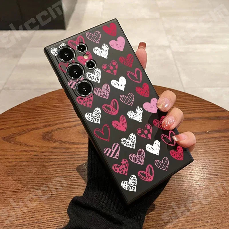 Colorful Love Heart Happy Phone Case For Samsung Galaxy S24 Ultra S25 S23 S22 Plus S20 FE A54 A55 A15 A35 A51 A71 A72 A73 Cover