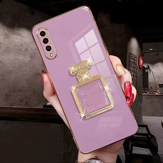 Perfume Bottle Folding Makeup Mirror Phone Case for Samsung S25 S24 Ultra S23 Plus S22 S21 S20 Fe Note 20 10 Pro Lens Soft Case