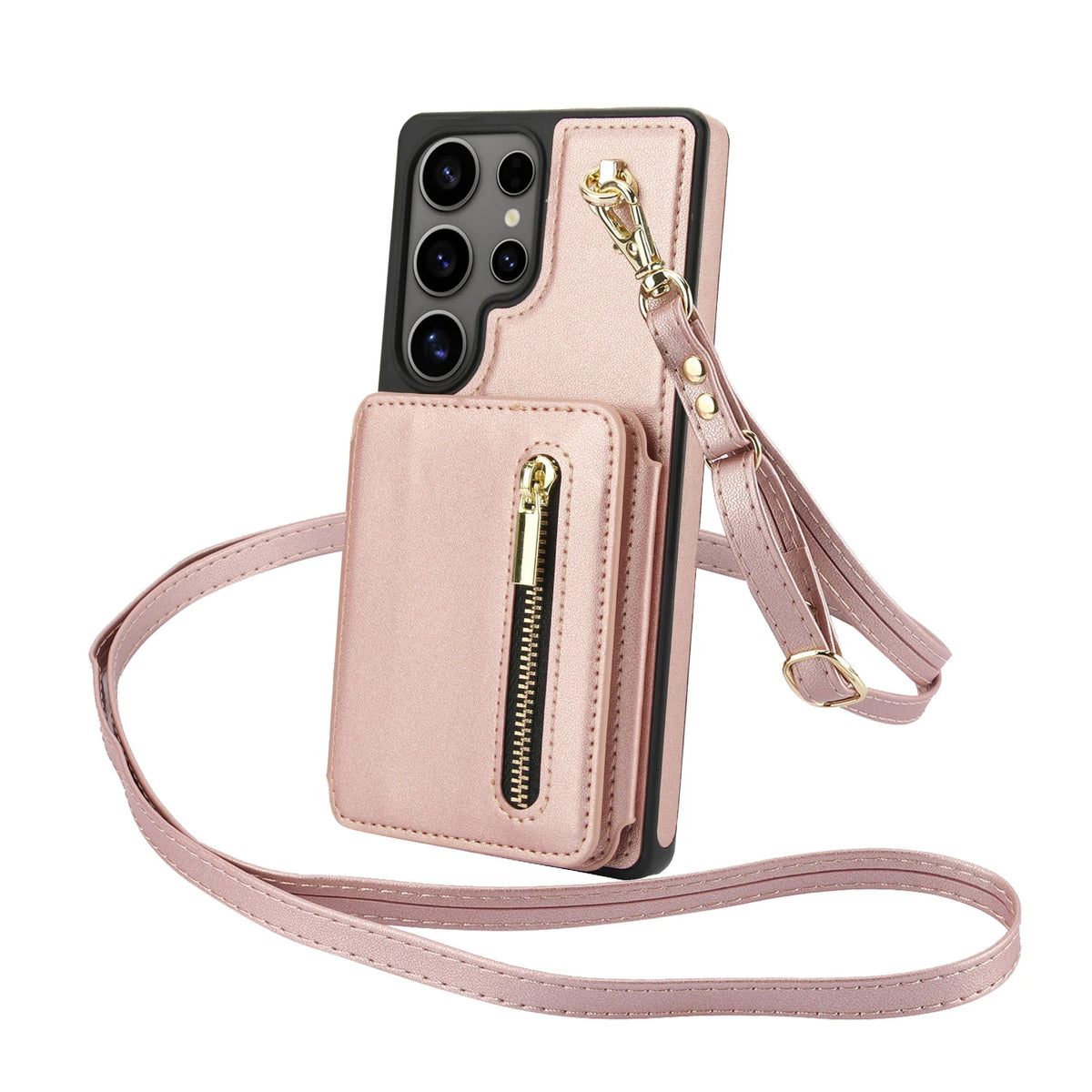 Crossbody Zipper Cards Solt Leather Case For Samsung Galaxy S25 Ultra S24 S23 S22 Plus A16 A26 A36 Kickstand Lanyard Purse Cover