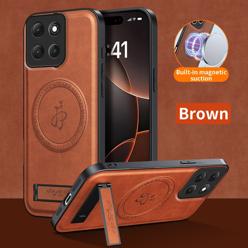 For MOTO G86 G85 G64 G84 G67 Power G75 5G Holder Lens Protection Soft Phone Case Magnetic Wireless Charging Leather Cover Cases