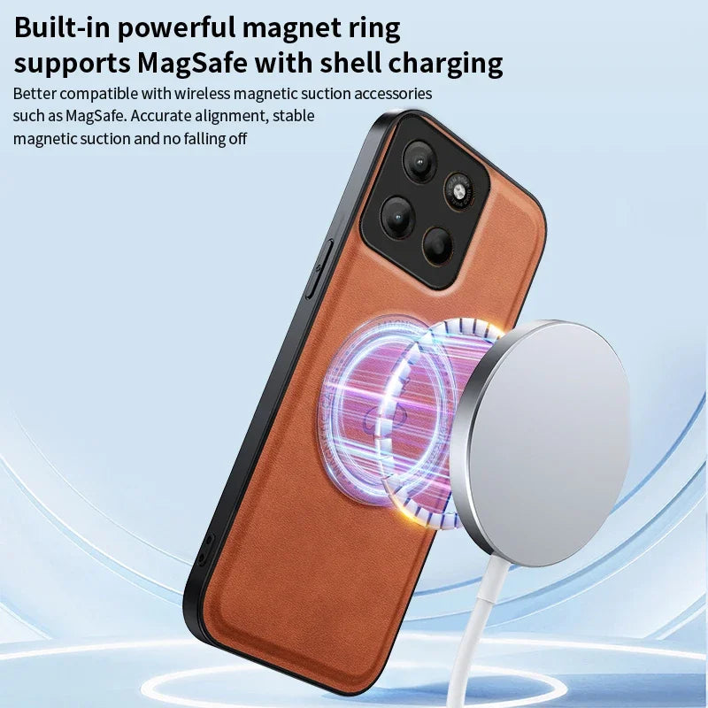 Wireless Charging Magnetic Case for Motorola Moto G56 G86 5G G85 G75 G15 G05 E15 Protective Cover PU Leather Back Shell Fundas