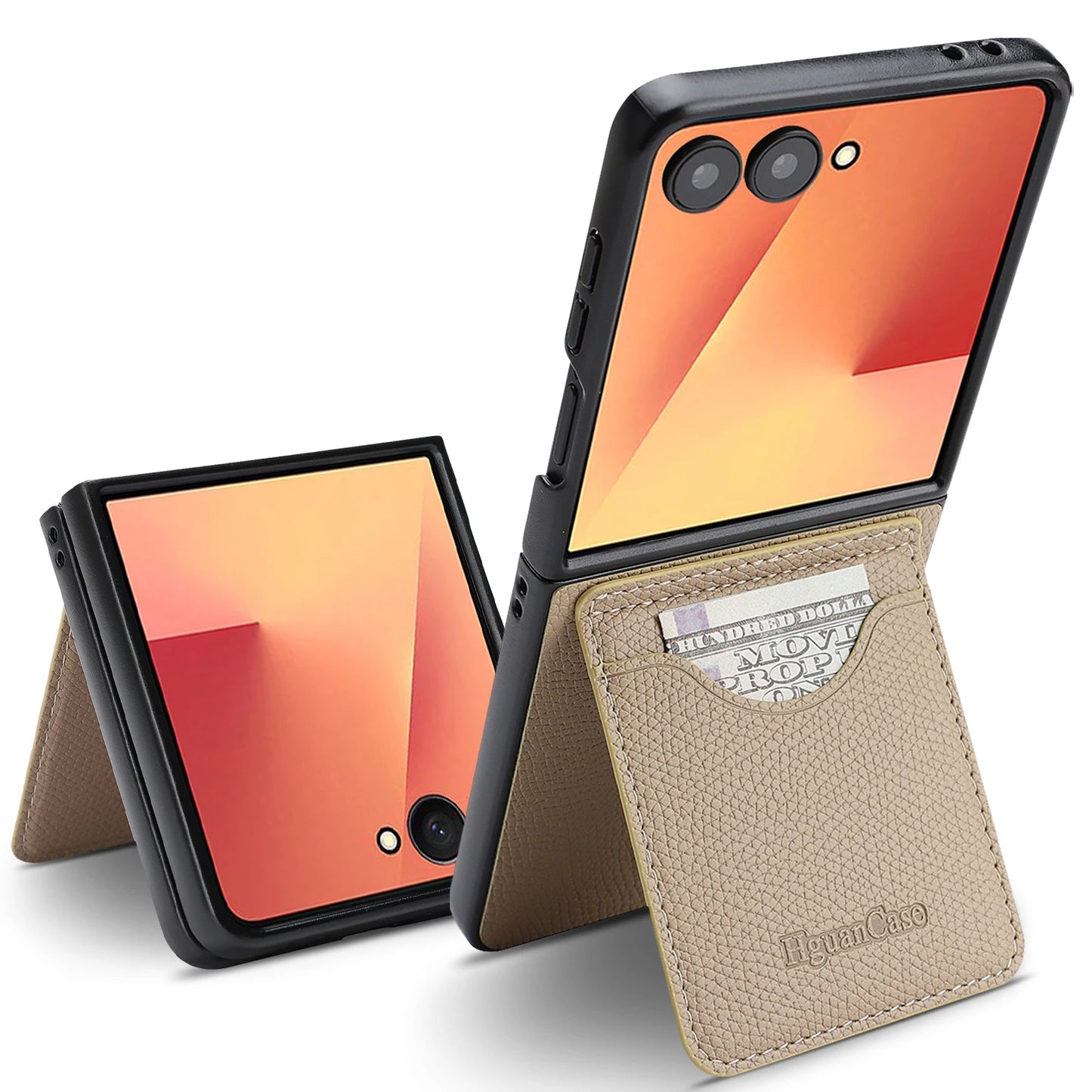 Leather Wallet Case for Samsung Galaxy Z Flip 7 6 5 4 3 Fe Flip7 Flip6 Flip5 Flip4 Flip3 Card Slots Holder Kickstand Phone Cover