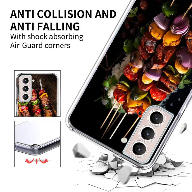 Barbecue and Grilled Meat BBQ Phone Case for Samsung A16 A17 A26 A36 A56 A57 A55 A54 A37 A15 A25 A35 A14 A24 A34 Galaxy Note 20