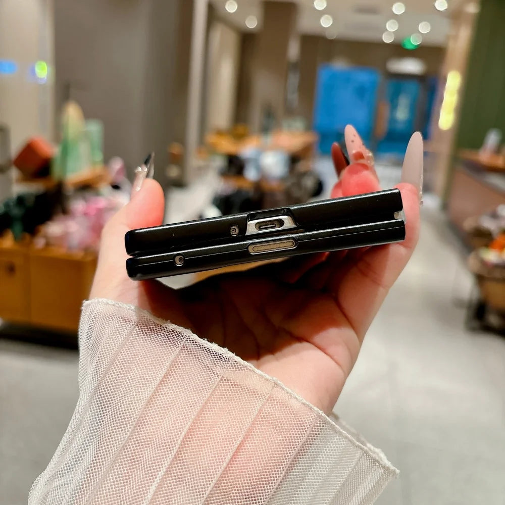 For Magsafe Magnetic Phone Case For Samsung Galaxy Z Fold 8Ultra Double Axis Rainbow Bridge Leather Grain Hinge Shockproof Cover