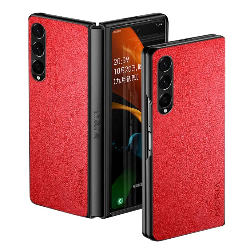 Case For Samsung Galaxy Z Fold 7 6 5 4 3 5G Premium Retro Litchi Leather Pattern Cover for Galaxy Z Fold 7 business style case