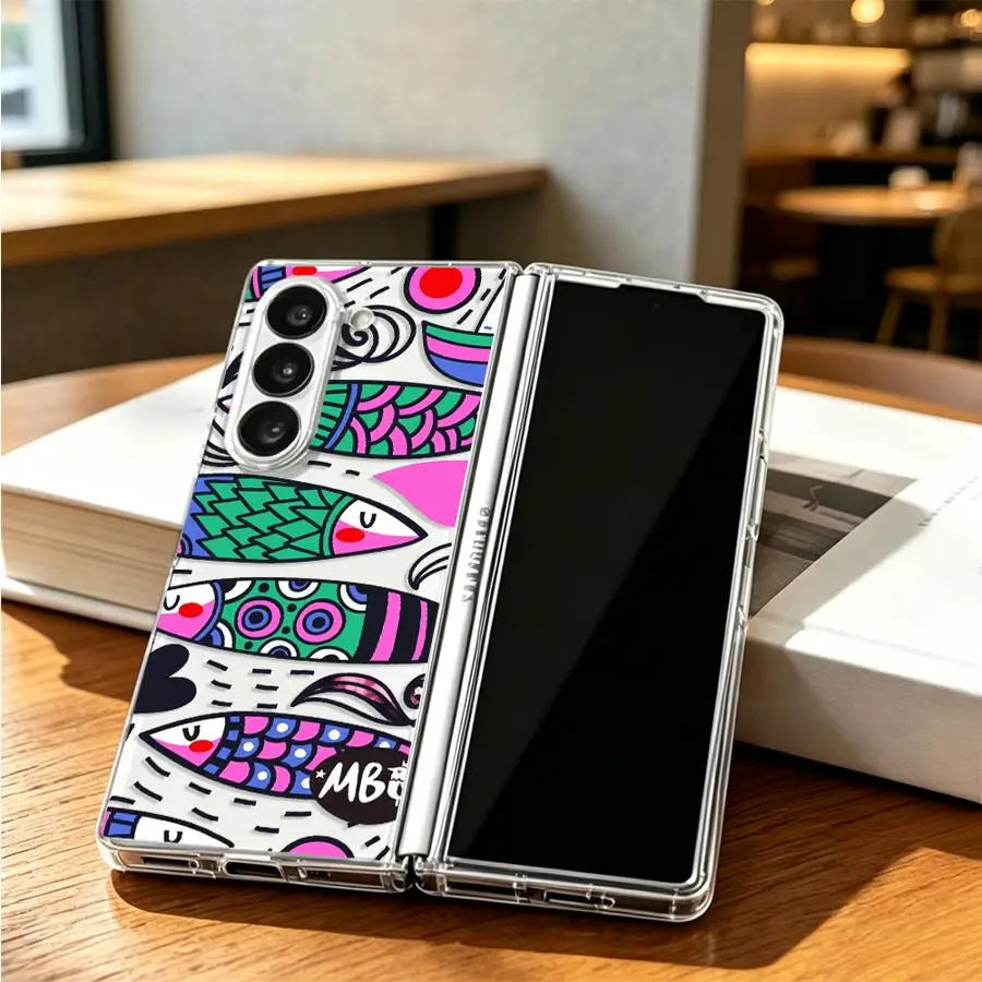 Cartoon Fish Case for Samsung Galaxy Z Fold 8 Ultra ZFold5 ZFold3 ZFold4 Z Fold 7 6 5 4 3 ZFold7 ZFold6 Back Phone Cover
