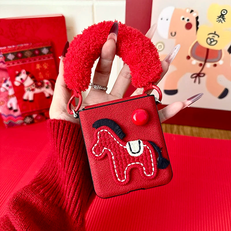 Case For Motorola Razr 60 Ultra 50 Ultra 2025 Razr Plus Side Button Plush Horse Shockproof Hard Mobile Phone Case Cover