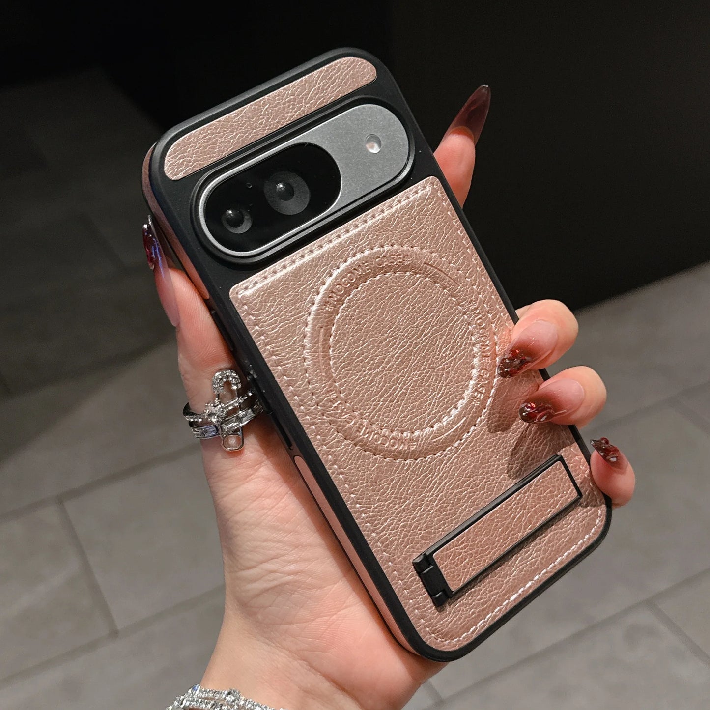 PU Leather Mag-safe Wireless Charge Case for Google Pixel 10 9 Pro XL 9A 8 Magnetic Invisible Bracket Cover Stand Holder Shell