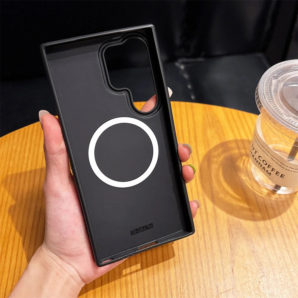 Leather Snake Magsafe Case for Samsung Galaxy S25 S24 S25 Ultra S22 S23 Plus Magnetic Wireless Charging Soft Silicone Cover