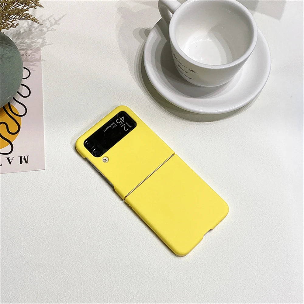 Candy Color Frosting PC Case For Samsung Galaxy Z Flip 6 5GFor Z Flip5 Flip3 Flip4 Ultra Thin Solid Color Hard PC Back Cover