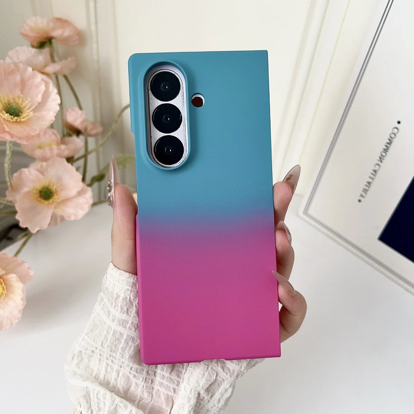 Gradient Colorful Plastic Hard Shell Phone Case for Samsung Galaxy Z Fold 7 6 5 4 3 ZFold7 Fold6 Anti-Drop Protection Back Cover