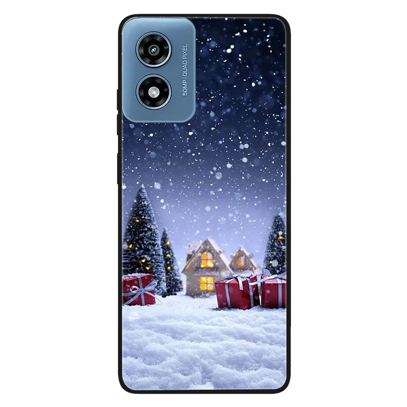 Shockproof Black TPU Case For Motorola Moto G 2025 G Play 2024 G Stylus 5G 2021 Power 2022 Protective Cover Christmas Funda Capa