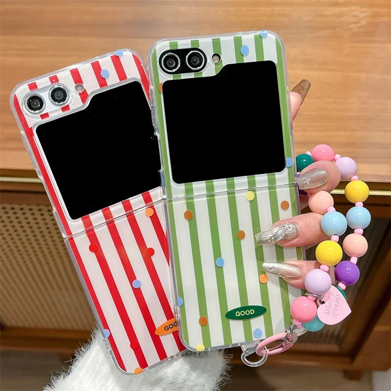 Simple Stripes Polka Dot Phone Case For Samsung Galaxy Z Flip 6 ZFlip5 Shockproof Cover for Samsung ZFlip 4 3 7 Shell Fundas