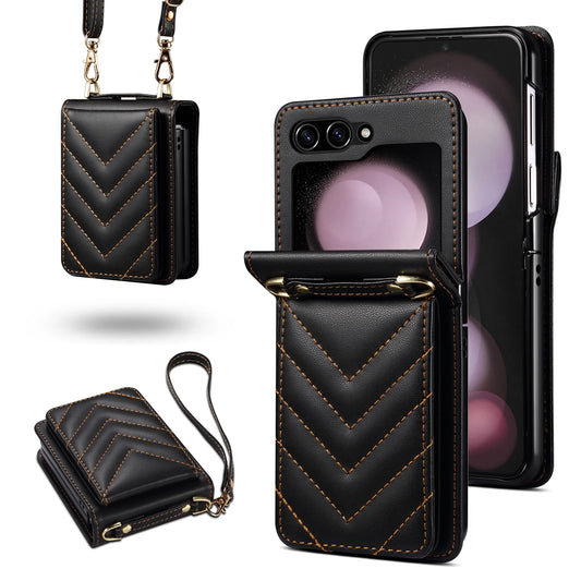 Anti-Knock Wallet Cell Phone Coque Case for Samsung Galaxy Z Flip 5  Flip4 Flip 3 4 Flip5 Flip6 Card Slot Business Leather Cover