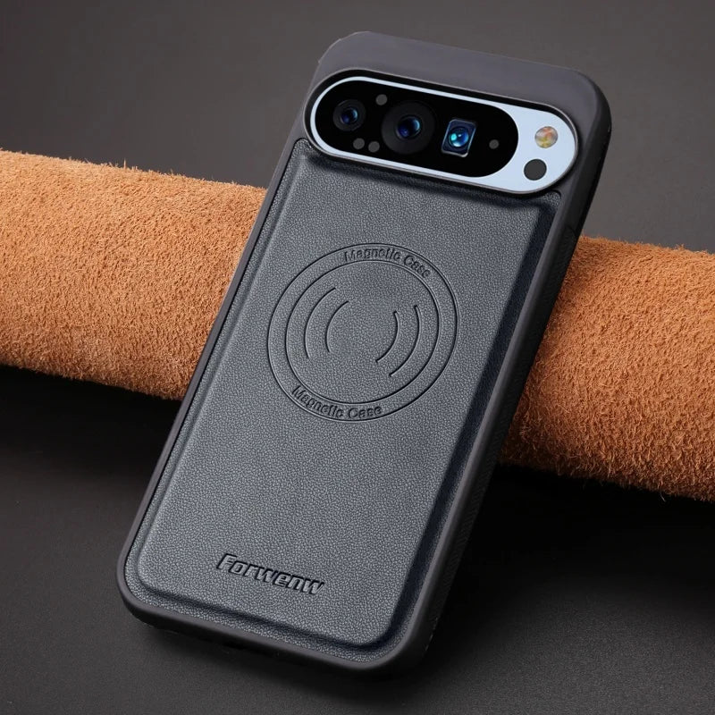Luxury PU Leather Car Magnetic Phone Case for Google Pixel 10 Pro XL Pro 9A 9 7A 7 6A 6 Back Cover Wireless Charging Hoesje Bag