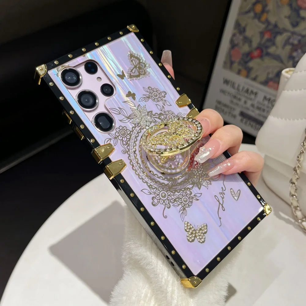 Butterfly Stand Phone Case For Samsung Galaxy S23 S24 FE S22 S21 S25 Ultra Plus A56 A36 A26 A16 A06 A52 S A34 A23 A15 A14 5G A24