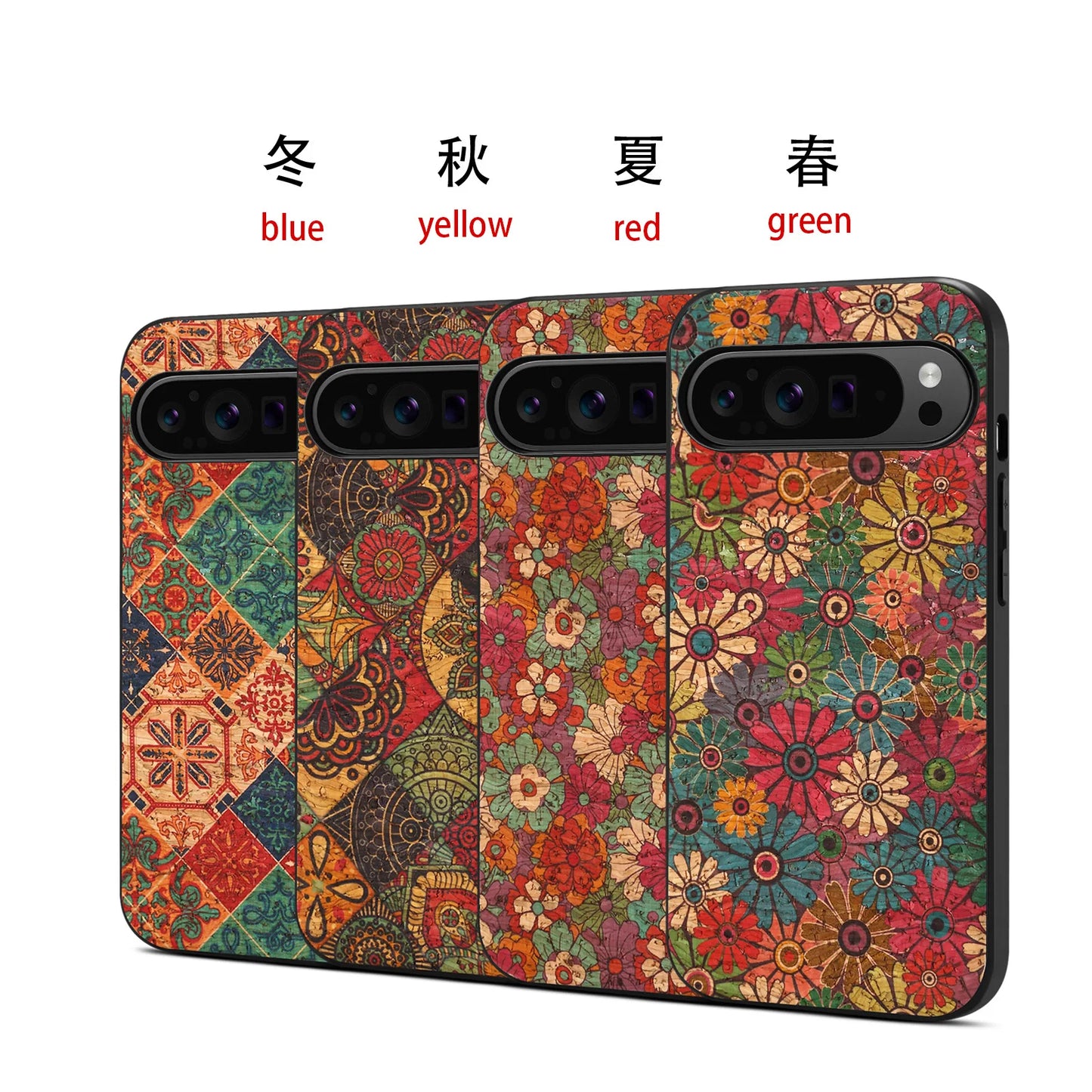 Luxury Phone Case for Google Pixel 10 Pro Xl 9 Pro 9A 8 8A 7 7A 6 6A Flower Design Cork Fabric Synthetic PU Leather Soft Cover