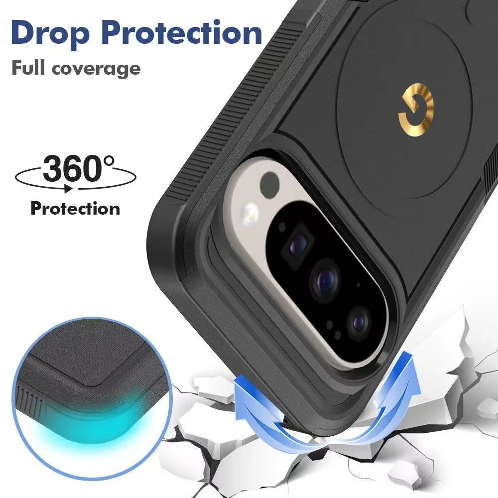 Premium 2IN1 Heavy Armor For Magsafe Magnetic Charging Case For Google Pixel 10 9 Pro XL Shockproof PC+TPU Matte Protector Cover