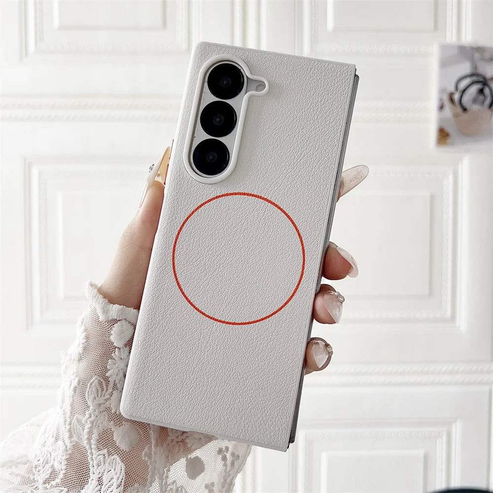 Magnetic Phone Case for Samsung Galaxy Z Fold 7 6 5 Fold7 Fold6 Fold5 5G Shockproof Hard PU Leather Cover