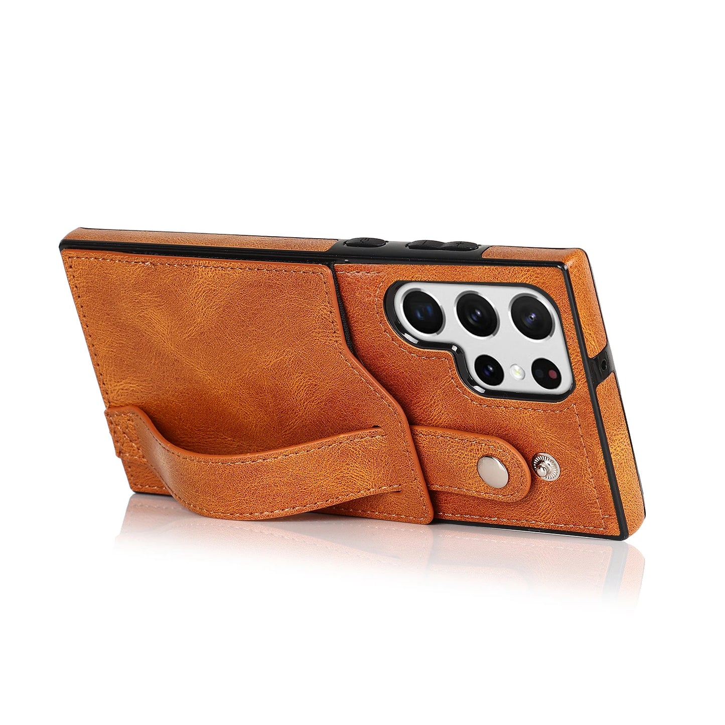 Luxury Wrist Strap Leather Wallet Case For Samsung Galaxy S23 S24 S25 Plus S22 Ultra Stand Cover