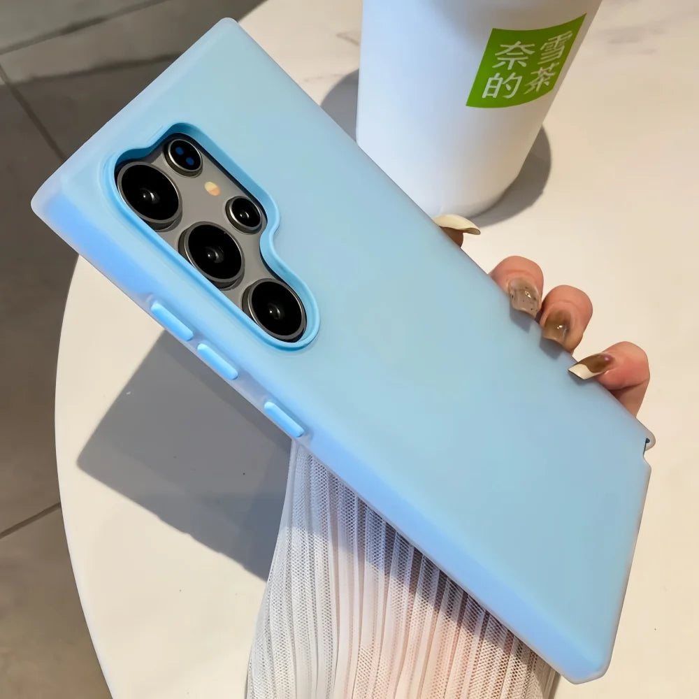 2-in-1 Candy Color Matte Jelly Hard Phone Case For Samsung S25 S24 Ultra S23 FE S22 Plus A55 A54 A53 A35 A34 A33 A15 A14 Cover