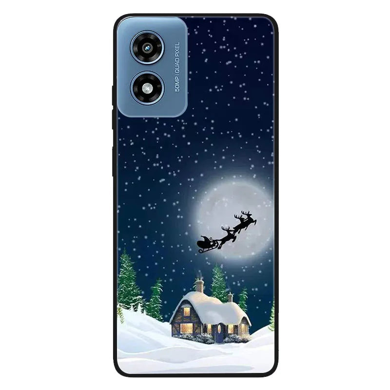Shockproof Black TPU Case For Motorola Moto G 2025 G Play 2024 G Stylus 5G 2021 Power 2022 Protective Cover Christmas Funda Capa