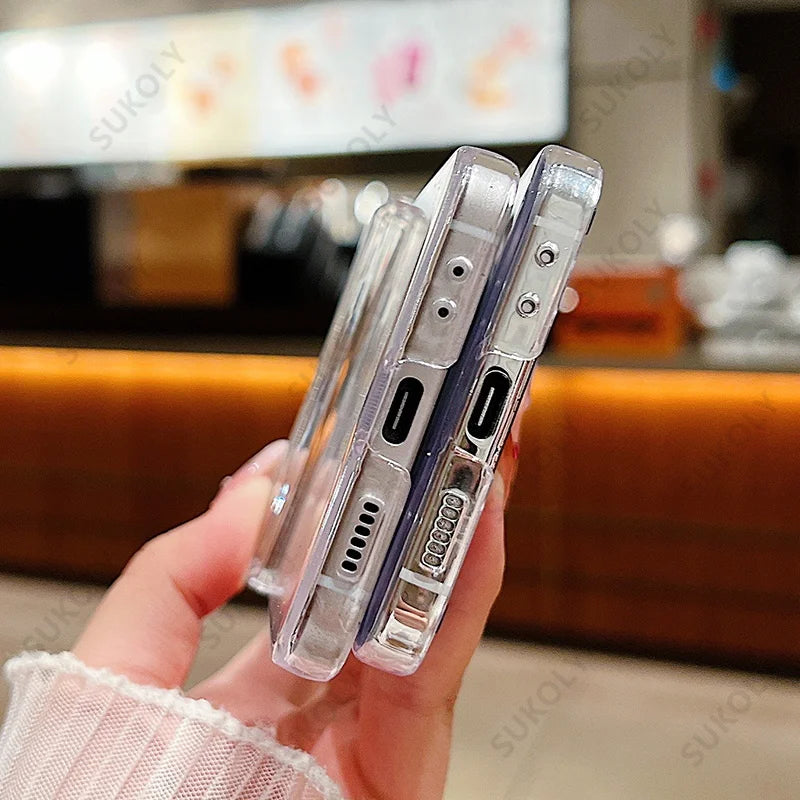 Flower Pattern Folding Case For Samsung Galaxy Z Flip7 FE Flip7 Flip6 Clear Shockproof Cover For Samsung Galaxy Z Flip 7 6 5 4 3