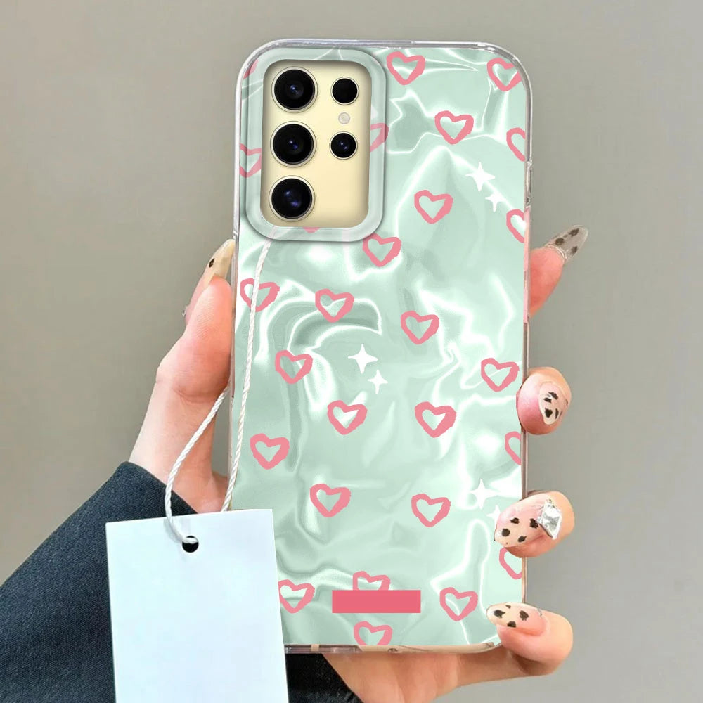 Pink Heart Love Women Girls Pattern Phone Case For Samsung Galaxy S24 S22 S23 S25 Edge S21 Plus S20 FE Ultra Shell Back Cover